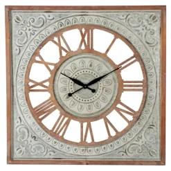 Brown Wood Gray Metal Cutout Wall Clock-Kirkland's Home Cheap