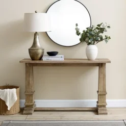 Brown Wood Pedestal Base Console Table-Kirkland's Home Cheap