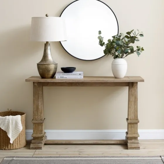 Brown Wood Pedestal Base Console Table-Kirkland's Home Cheap