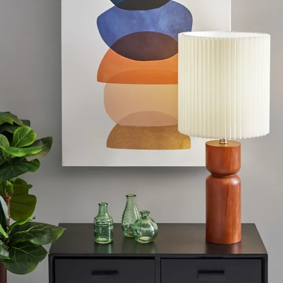 Brown Wood Pleated Shade Table Lamp-Kirkland's Home Flash Sale