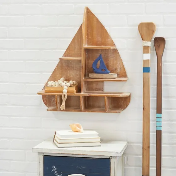 Brown Wood Sailboat Wall Shelf-Kirkland's Home Fashion