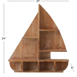 Brown Wood Sailboat Wall Shelf-Kirkland's Home Fashion