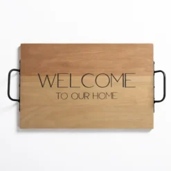 Brown Wood Welcome To Our Home Tray-Kirkland's Home Sale
