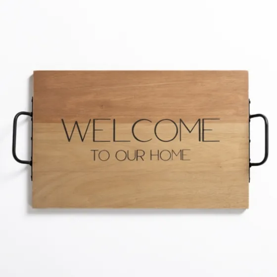 Brown Wood Welcome To Our Home Tray-Kirkland's Home Sale