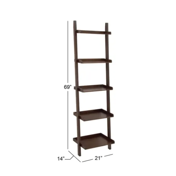 Brown Wooden Five-Tier Ladder Bookshelf-Kirkland's Home Store