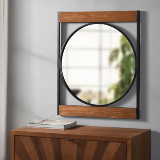 Brown Wooden Slats Round Frame Mirror-Kirkland's Home Best Sale