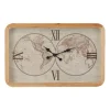 Brown World Map Rectangular Wall Clock-Kirkland's Home Store