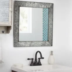 Brushed Galvanized Wall Mirror, 22X22 In.-Kirkland's Home Sale