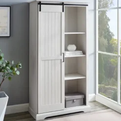 Brushed Grooved Sliding Door Cabinet-Kirkland's Home Fashion
