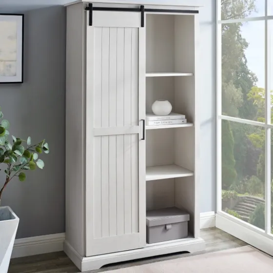 Brushed Grooved Sliding Door Cabinet-Kirkland's Home Fashion