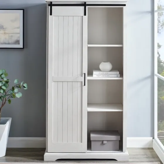 Brushed Grooved Sliding Door Cabinet-Kirkland's Home Fashion