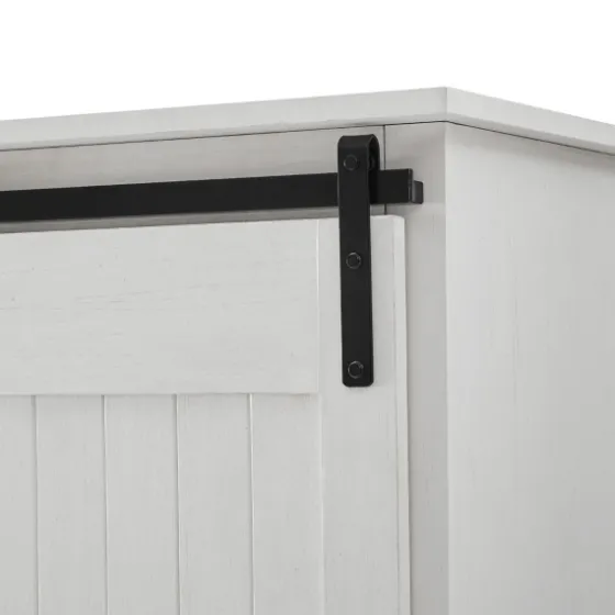 Brushed Grooved Sliding Door Cabinet-Kirkland's Home Fashion