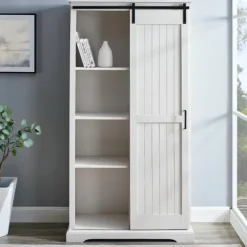 Brushed Grooved Sliding Door Cabinet-Kirkland's Home Fashion