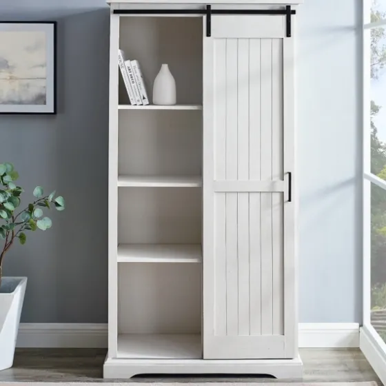 Brushed Grooved Sliding Door Cabinet-Kirkland's Home Fashion