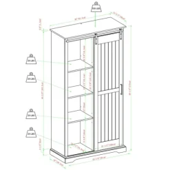Brushed Grooved Sliding Door Cabinet-Kirkland's Home Fashion