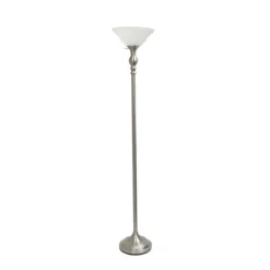 Brushed Nickel And Marbleized Glass Torchiere-Kirkland's Home Sale