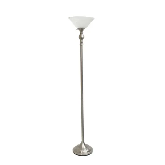 Brushed Nickel And Marbleized Glass Torchiere-Kirkland's Home Sale