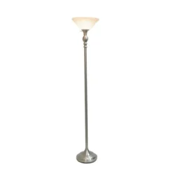 Brushed Nickel And Marbleized Glass Torchiere-Kirkland's Home Sale