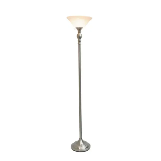 Brushed Nickel And Marbleized Glass Torchiere-Kirkland's Home Sale