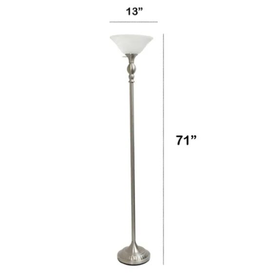 Brushed Nickel And Marbleized Glass Torchiere-Kirkland's Home Sale