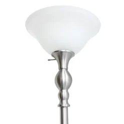 Brushed Nickel And Marbleized Glass Torchiere-Kirkland's Home Sale