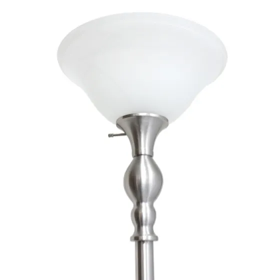 Brushed Nickel And Marbleized Glass Torchiere-Kirkland's Home Sale