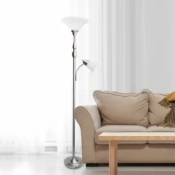 Brushed Nickel Base Marble Glass Shade Floor Lamp-Kirkland's Home Cheap