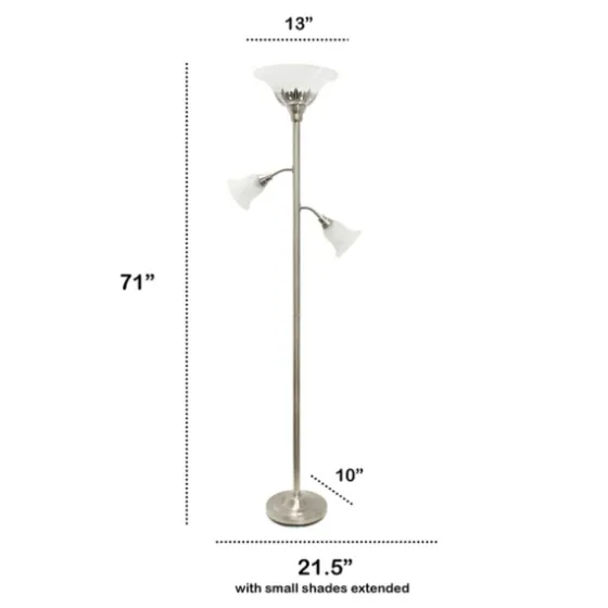 Brushed Nickel 3-Scallop Glass Floor Lamp-Kirkland's Home Best Sale