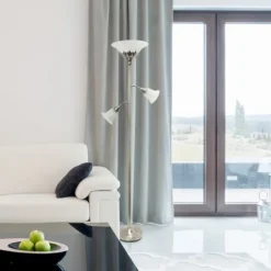 Brushed Nickel 3-Scallop Glass Floor Lamp-Kirkland's Home Best Sale