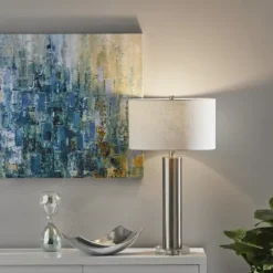 Brushed Steel Cylinder Table Lamp-Kirkland's Home Shop