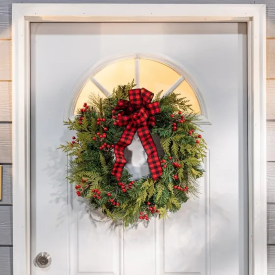 Buffalo Check And Berries Christmas Wreath-Kirkland's Home Store