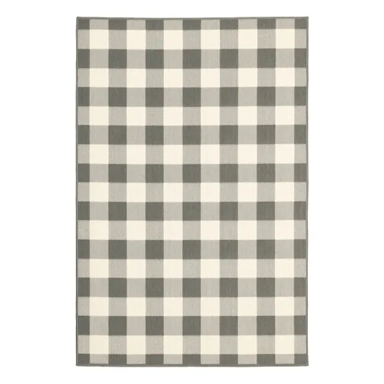 Buffalo Check Outdoor Area Rug, 8X13-Kirkland's Home Clearance
