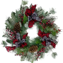 Buffalo Check Plaid Ribbon Holiday Wreath-Kirkland's Home Shop