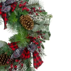 Buffalo Check Plaid Ribbon Holiday Wreath-Kirkland's Home Shop