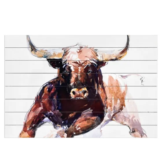 Bull Planked Wood Wall Plaque-Kirkland's Home New
