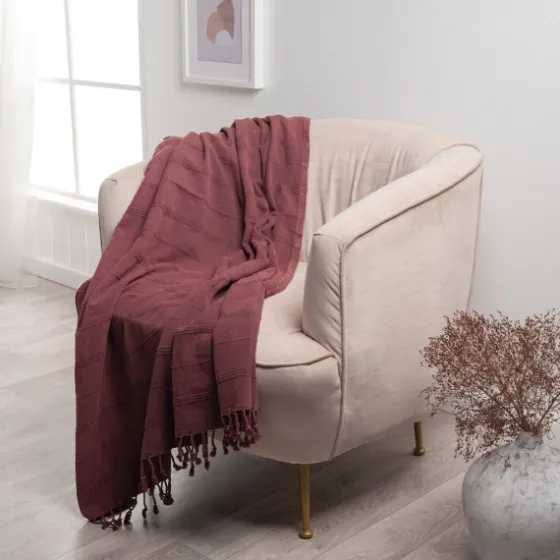 Burgundy Modern Striped Throw-Kirkland's Home Cheap