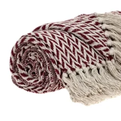 Burgundy Zig Zag Pattern Throw-Kirkland's Home Hot