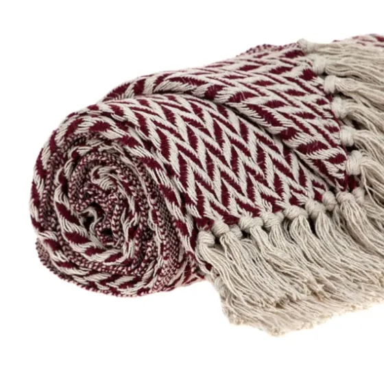 Burgundy Zig Zag Pattern Throw-Kirkland's Home Hot