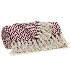 Burgundy Zig Zag Pattern Throw-Kirkland's Home Hot
