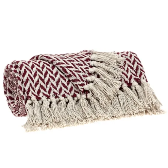 Burgundy Zig Zag Pattern Throw-Kirkland's Home Hot