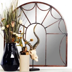 Burnt Iron Metal Curve Overlay Arched Mirror-Kirkland's Home Sale