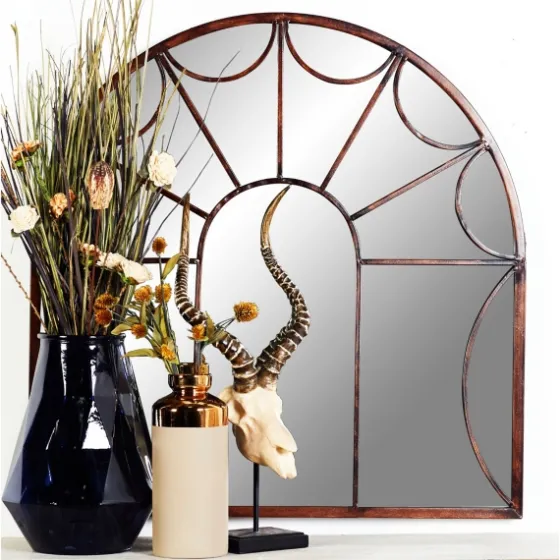 Burnt Iron Metal Curve Overlay Arched Mirror-Kirkland's Home Sale