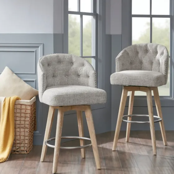Button Tufted Back Swivel Counter Stool-Kirkland's Home Clearance