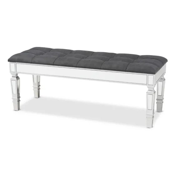 Button Tufted Bench With Mirrored Base-Kirkland's Home Store