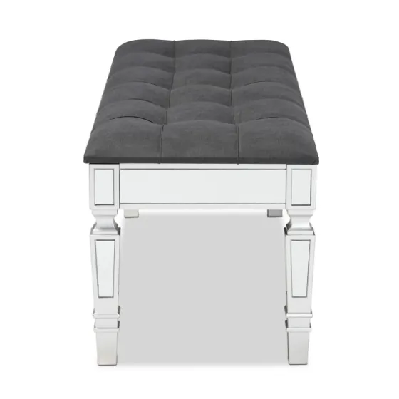 Button Tufted Bench With Mirrored Base-Kirkland's Home Store