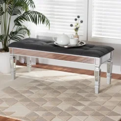 Button Tufted Bench With Mirrored Base-Kirkland's Home Store