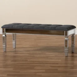 Button Tufted Bench With Mirrored Base-Kirkland's Home Store