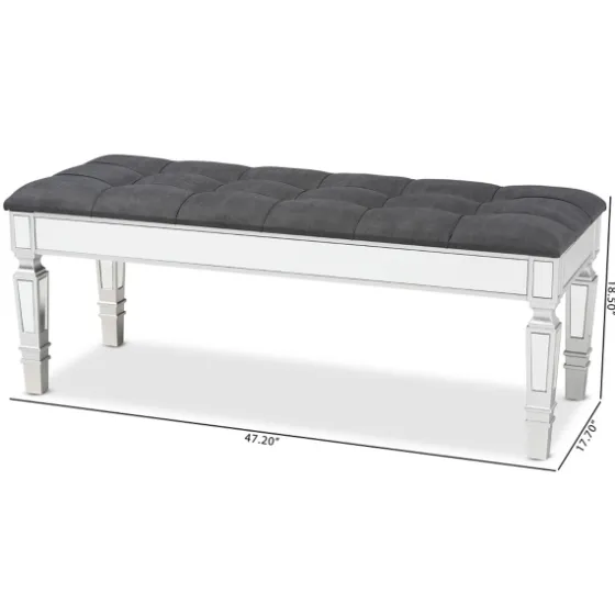 Button Tufted Bench With Mirrored Base-Kirkland's Home Store