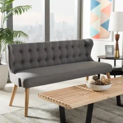 Button Tufted Splayed Settee-Kirkland's Home Best