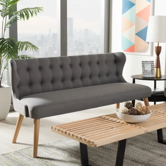 Button Tufted Splayed Settee-Kirkland's Home Best